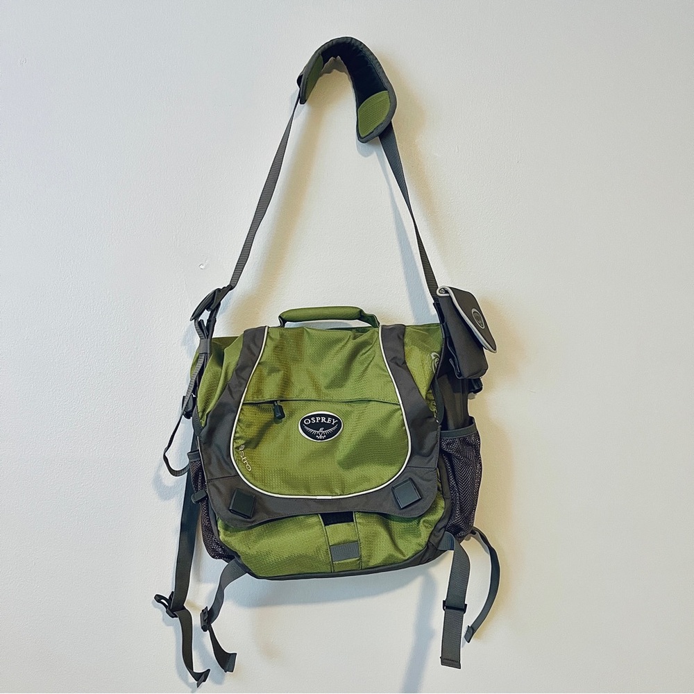Osprey Astro Messenger Laptop Work Hiking Bag, Green and Gray